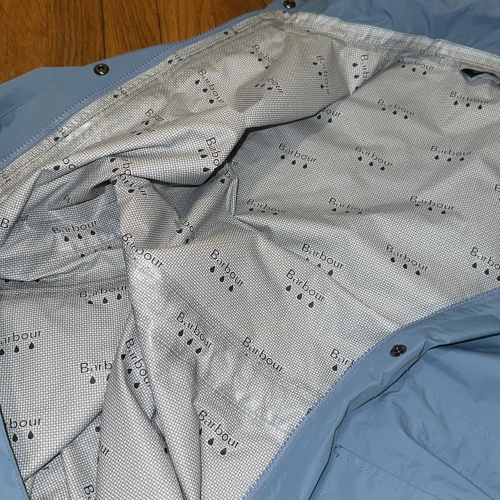 Barbour Sky Blue Hooded Trench Coat - Picture 9 of 10